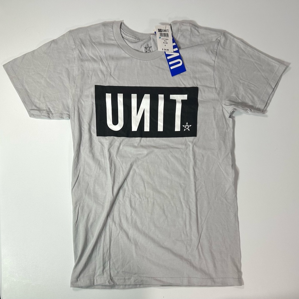 UNIT Art of Progress Small Silver Gray Black White Big Star Logo T Shirt